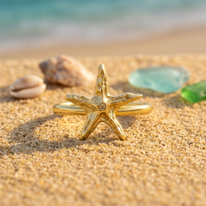 SOUMYA CREATIONS Anillo Moderno de Latón con Baño de Oro de 18K, Forma de Estrella, Incrustaciones Lisas, Unisex, Regalo para Niños, Rajasthan - Product Image 3