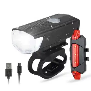 Großhandel USB LED Mountainbike Lichter Vorder-und Rückseite Scheinwerfer Lampe Taschenlampe Radfahren Sicherheit Warnleuchte Fahrrad LED-Licht