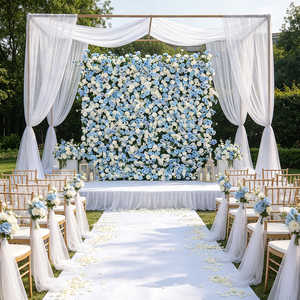 Flores Artificiales DKB al por Mayor, Panel de Flores Artificiales de 8 pies x 8 pies, Pared de Flores de Seda para Decoración de Bodas y Fiestas - Product Image 1