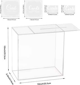 Grande boîte à cartes en acrylique transparent pour bricolage 10x10x5.5 pouces, réception de mariage, fête de remise de diplômes, douche nuptiale Keeke Cosmétique Home Decor - Product Image 2