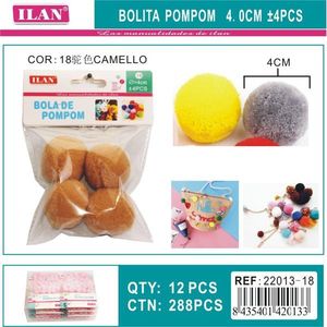 Pompon ILAN 4.0 cm colore cammello, articoli per artigianato e decorazioni fai da te - Product Image 3