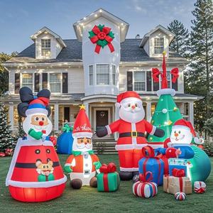 Navidad PVC Inflables Luces LED Reno y Papá Noel Decoraciones de césped para el hogar Patio familiar Uso al aire libre - Product Image 4