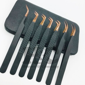 Pince à épiler d'extension de cils avec logo personnalisé outil en acier inoxydable noir vison incliné Accent or rose pince à épiler Volume écologique - Product Image 1