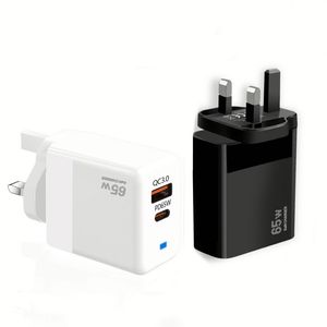 Full Protocol Support US EU UK Plug USB PD 65W GaN Wall Charger QC3.0 PD45W Fast Charging Power Adapter With LED <b>Light</b> - Product Image 3