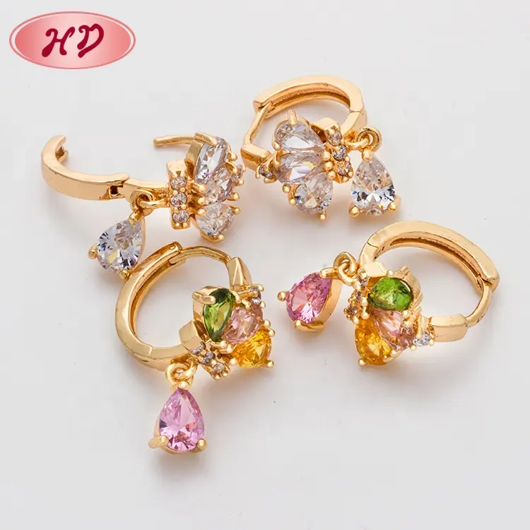 Guangzhou Heng Dian 24K Gold Rhinestone Crystal Earrings Jewelry For Women