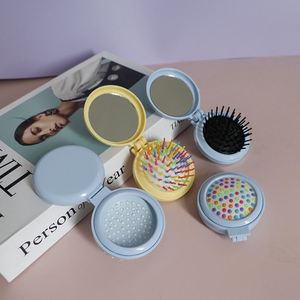 Portable DIY Cute Girl Airbag Comb with Makeup <b>Mirror</b> Small Folding Cushion Head Massage Tool <b>Plastic</b> Handle - Product Image 4