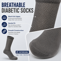 Chaussettes de circulation pour diabétiques, taille et couleur personnalisées, nylon, élasthanne, coton, non irritantes, sans couture, pour les personnes âgées