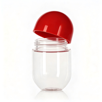 Bouteille en plastique PET colorée en forme de capsule pour médicaments, bonbons, biscuits, aliments, avec bouchon à vis et impression sérigraphiée
