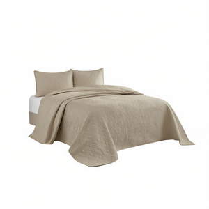 Juego de Edredón Floral Vintage Reversible Color Caqui, Tamaño Queen, 3 Piezas, Poliéster, Técnica de Patchwork, Ropa de Cama para Toda Temporada - Product Image 1