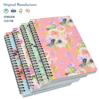 Carnet spirale A5 personnalisé 2026 avec motif floral, couverture rigide épaisse en tissu écologique et cuir pour notes d'étude