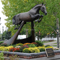 Statue de cheval sautant en bronze Vincentaa, sculpture dynamique de cheval pour jardin, propriété, aménagement paysager