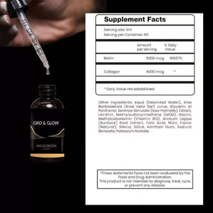 Vente en gros OEM <span class=keywords><strong>Gro</strong></span> & Glow Gouttes de vitamines liquides avec complexe de biotine, collagène et MSM, complément alimentaire pour adultes - Product Image 2