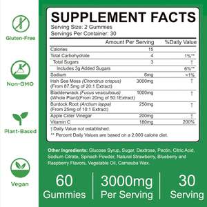 Biochealth GMP Gommes à la mousse de mer végétaliennes halal avec mousse de mer irlandaise et Bladderwrack, racine de bardane et supplément de vinaigre de <span class=keywords><strong>cidre</strong></span> de pomme - Product Image 5