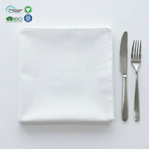 Custom Color & Size White 20x20 Inch Reusable Eco-Friendly Waterproof Dinner Napkins Poly Cotton Blend for Banquet Party - Product Image 1