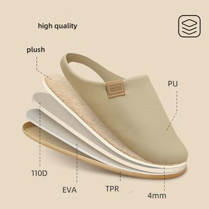 Da <span class=keywords><strong>uomo</strong></span> comode pantofole da donna in <span class=keywords><strong>pelle</strong></span> antiscivolo per interni esterni sandali Flat Slide traspiranti scarpe da <span class=keywords><strong>casa</strong></span> per l'ufficio invernale - Product Image 3