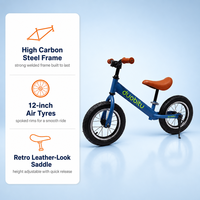 Vélo d'équilibre pour enfants en acier haute teneur en carbone durable, 12 pouces, vente en gros, jouet 3 en 1 à pousser et à conduire pour l'apprentissage de la marche des tout-petits