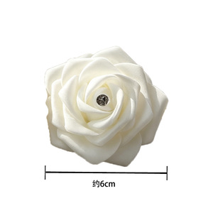 Tête de rose artificielle Houn, 6 cm, blanche, avec strass, pour décoration intérieure et bricolage - Product Image 2