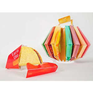 Support à tacos en céramique blanche jetable imprimé sur mesure, résistant à l'huile, pour frites, crêpes, popcorn, nouilles, tacos, à utiliser avec du sucre - Product Image 1