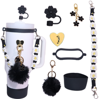 Lot de 7 accessoires pour gobelets de 30oz et 40oz avec poignée, sangle et couvre-paille en silicone pour femmes