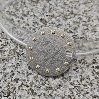 Quadrante per Orologio in Acciaio Inossidabile da 28,5mm con Texture Meteorite, Impermeabile, con Indicatori Diamantati, Parti per Orologio Meccanico Fai-da-Te per NH35A