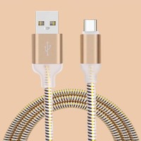 Câble de charge rapide USB-A vers Type-C 3A avec lumière LED, conducteur en cuivre pur, gaine en nylon pour téléphones mobiles