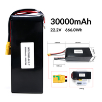 Аккумулятор для дрона 6C 22.2V 30000mAh 666Wh, высокотоковый литиевый, 300 циклов, -20C~60C, для радиоуправляемых моделей самолетов
