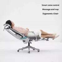 AI Smart Chaise de bureau au design moderne avec fonction de massage inclinable Siège d'ordinateur à double usage pour la sieste assise en mousse à mailles PP