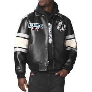 Authentic AVIREX Original Factory American Size Varsity Coats High Quality Natural French <strong>Lambskin</strong> Genuine <strong>Leather</strong> <strong>Jackets</strong> - Product Image 2