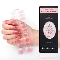 Autocollants pour ongles en gel semi-durcis style coréen printemps-été, motifs papillons et fleurs scintillants, wraps pour ongles en gel UV, personnalisables OEM, vente en gros