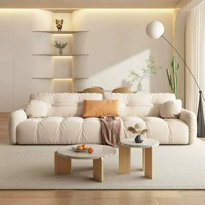 İtalyan Minimalist tarzı krem kum saç kedi çizilmeye dayanıklı oturma odası kanepe için küçük daireler villa fasulye Curd blok - Product Image 4