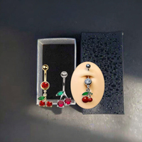 2025 nouveau cristal cerise ventre anneau nouveau nombril à la mode Piercing pour les femmes Offre Spéciale corps bijoux acier chirurgical Piercing