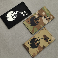 Parche de hombro DIY con diseño de pez redondo y gordo con zorro, estilo táctico, con brillo IR negro, etiqueta DIY con animales y tiburones