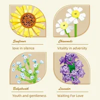 Jie Star JJ9028 Ramo de Flores Preservadas, Girasol, Orquídea, Decoración de Escritorio, Juguetes DIY para Niños, Regalo, Juego de Bloques de Construcción de Tulipanes Estrellados