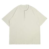 T-shirt en coton tricoté d'été décontracté pour hommes populaires avec décoration de chaîne en métal de cou