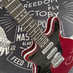 Gitar Elektrik Solid Wood Red Brainmay Tangan Kiri, Pickup S-S-S, Body Mahogany, Neck Maple, 6-String, Case Busa, Part Chrome, Pengiriman Cepat - Product Image 4