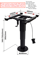 Wareda WGB61001 Pied de table pneumatique réglable pour camping-car et bateau, détachable, en alliage d'aluminium thermolaqué, léger, pour véhicule