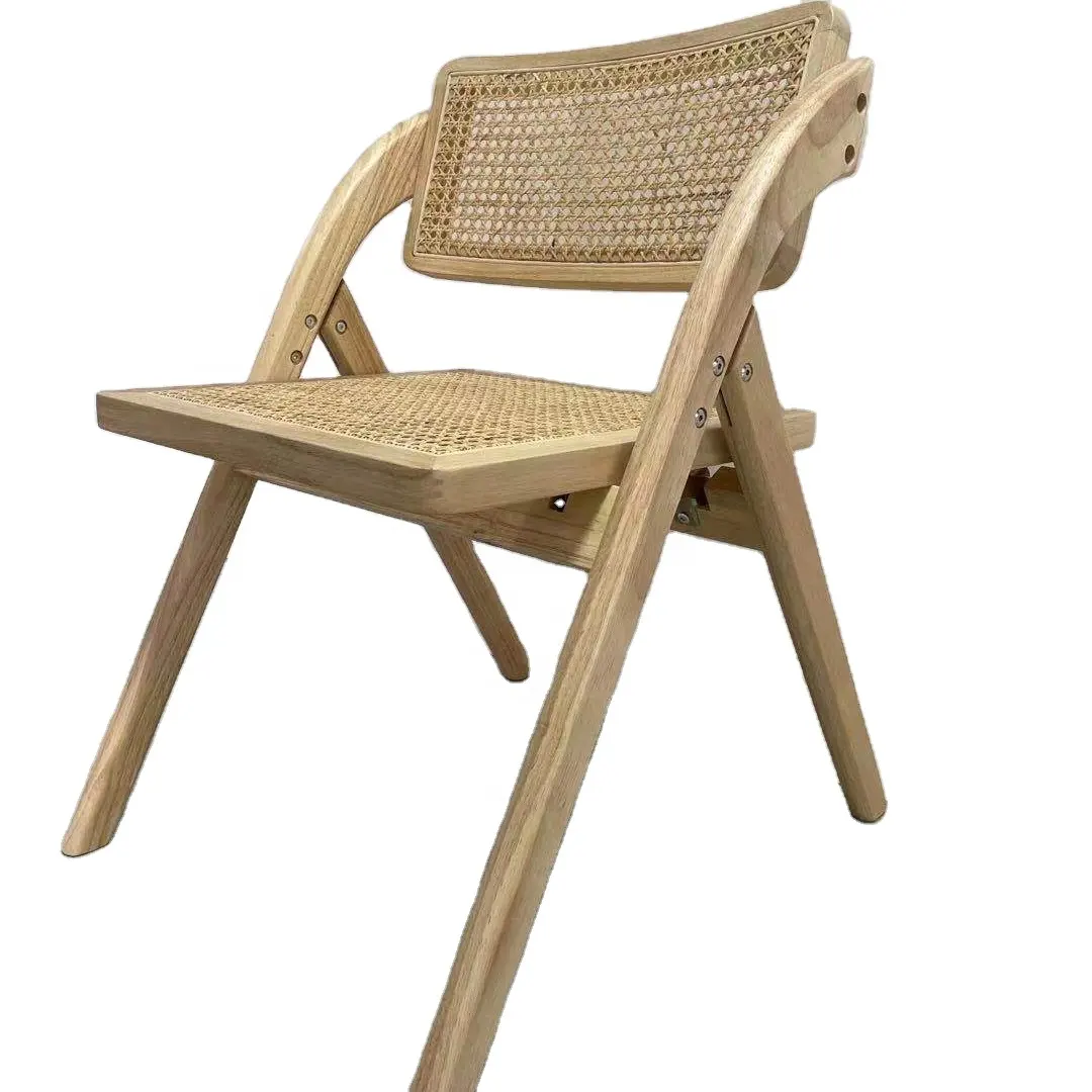 Chaise pliante Portable en bois pour mariage, un dossier en osier peu encombrant