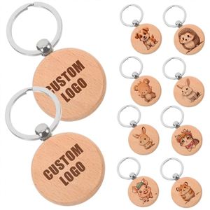 Promotional Wooden <b>Keychain</b> Souvenirs Small Gift Car Customized Mini with <b>Custom</b> Logo - Product Image 1