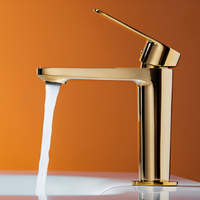 Robinet Mitigeur de Lavabo Minimaliste Moderne, Monocommande, à Bec Haut, à Poser sur le Plan, avec Valve en Céramique, Corps en Laiton Durable pour Meuble de Salle de Bain