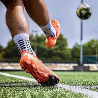 Chaussettes de football unisexes antidérapantes en coton tricoté avec logo personnalisé, semelle en tissu éponge confortable, mi-mollet