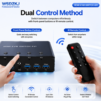 Commutateur KVM 4 ports Hardrock pour 2.1 3D, métal, 8K60Hz, hub USB 3.0 avec télécommande IR pour la mise en partage de plusieurs ordinateurs