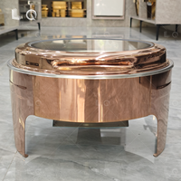 Réchauffeur d'aliments de luxe en or rose pour restaurant traiteur 6L chauffe-plats hydrauliques ensemble de buffet chauffe-plats équipement de maintien chauffe-plats