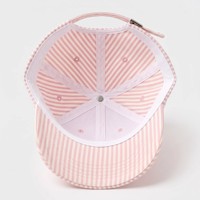 Casquette de baseball non structurée à 6 panneaux, rose à fines rayures, style « Dad Hat », avec logo brodé en relief 3D personnalisé, profil bas, pour femme et fille