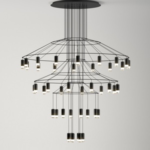 Lampadario Lineare Vintage Semplice, Lampada a Sospensione Nera Stile Loft, Altezza Regolabile, Illuminazione Moderna per Interni, Decorativa - Product Image 2
