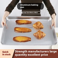 Plat de cuisson en aluminium rectangulaire jetable commercial 600*400 plateau métallique carré en acier antiadhésif pour fours d'usine Biscuit pain