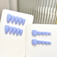 Diseño #830 Alta calidad Almendra Color sólido Prensa hecha a mano en las uñas Lujo 10PCs Púrpura Acrílico Prensa Ons Arte de uñas artificiales