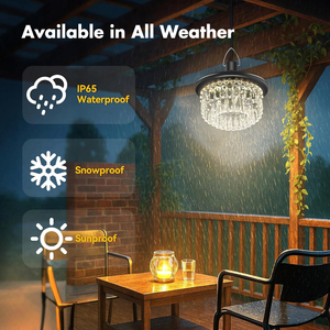 <span class=keywords><strong>Lampadario</strong></span> a Sospensione <span class=keywords><strong>Solare</strong></span> LED con Cristalli, Telecomando e Timer, Temperatura Colore Regolabile per Interni ed Esterni - Product Image 6