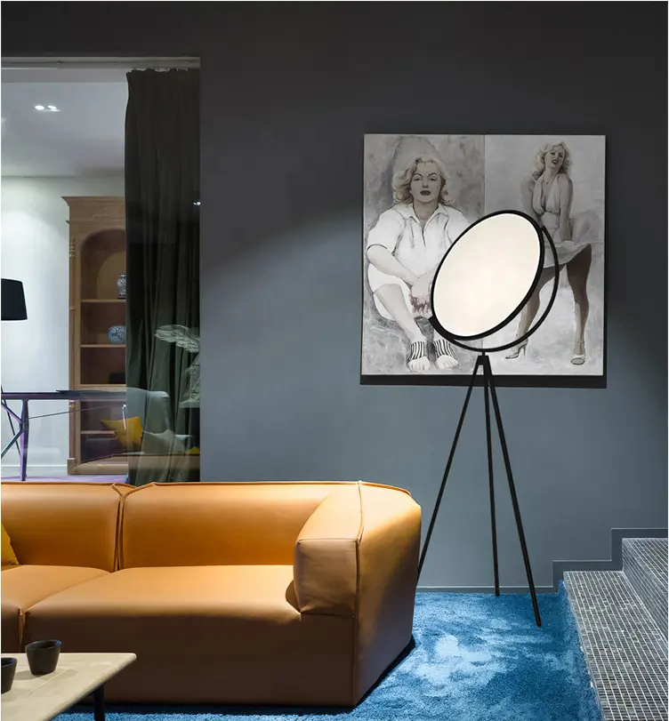 Biumart Modern Amazon Hot Selling Warm Halo Floor Lamp Decorative Circle LED Tripod Round Floor Light