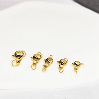 YUEMOON Fermoir mousqueton plaqué or 18 carats PVD, boucle en acier titane poli double extrémité, anneau de soudure, composants de bijoux DIY faits à la main