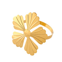 Lot de cinq anneaux de serviette écologiques en fer, design créatif, boucle carrée, style moderne et simple, forme fleur pour table de mariage ou de fête